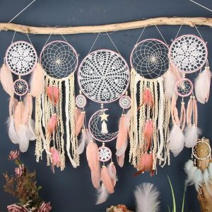 Wall Accents |   Dream Catchers with Fairy Lights,Moon Star Dreamcatcher for Girls Room Decor Wall Hanging Ornament Craft Decoration Wall Accents Wall Accents