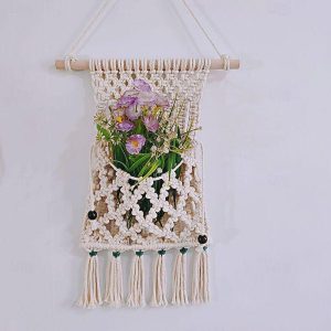 Wall Accents |   Flower Storage Hanging Wall Decors Arts for Living Room Wall Decors and Macrame Wall Hanging Art Wall Accents Wall Accents