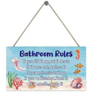 Wall Accents |   Funny Bathroom Decoration Wall Art Funny Bathroom Sign Ocean Theme Beach Bathroom Decoration Sign Hanging Wall Art Decoration Sign Wall Accents Wall Accents