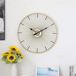 Wall Accents |   Gold Wrought Iron Living Room Clock Nordic Minimalist Creative Wall Clock European Luxury Bedroom Decoration Clock 24 inch Wall Accents Wall Accents