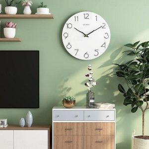 Wall Accents |   Modern Wall Clock,Creative Decorative Nordic Log Style Wall Clock Arabic Numerals Wall Clock Modern White Wood Simple Round Wall Clock 30cm Wall Accents Wall Accents