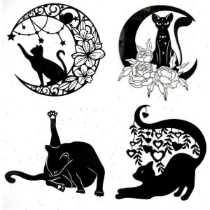 Wall Accents |   Moon Cat Metal Wall Decor Metal Wall Art Cat Ornament Home Bedroom Living Room Window Decoration Wall Accents Wall Accents