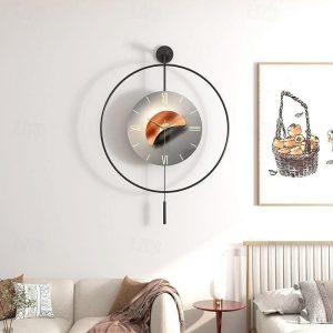 Wall Accents |   Nordic Light Luxury Clock Wall Decor Wall Clock 50 / 60 cm Modern Home Living Room Wall Clock Black Gold Wall Accents Wall Accents