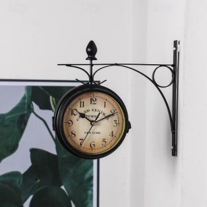 Wall Accents |   Retro Wall Clock Double-Sided European Antique Style Creative Classic Wall Hanging Clocks Outdoor Living Room Bedroom Study Wall Decoration 5 inch Wall Accents Wall Accents