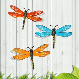 Wall Accents |   Wall Art Metal Dragonfly Wall Decor Outdoor Garden Fence ArtHanging Decorations for Living Room Bedroom 1pc Wall Accents Wall Accents