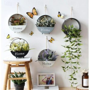 Wall Accents |   Wall Decoration European Creative Iron Art Round Wall Hanging Simple Hall Decoration Storage Flower Basket Wall Accents Wall Accents