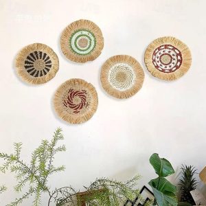 Wall Accents |   Wall Decoration Wall Hanging Cattail Weaving Ethnic Style Raffia Tassel Edge Bohemian B&B Hotel Restaurant Wall Accents Wall Accents