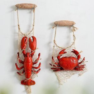 Wall Accents |   Wall decoration wall hanging Mediterranean style resin seafood model simulation lobster crab store decoration restaurant pendant ornaments Wall Accents Wall Accents