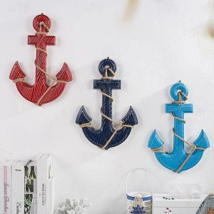 Wall Accents |   Wall Decoration Wall Hanging Retro Old Iron Anchor Mediterranean Style Wooden Anchor Ornaments Bar Restaurant Wall Accents Wall Accents