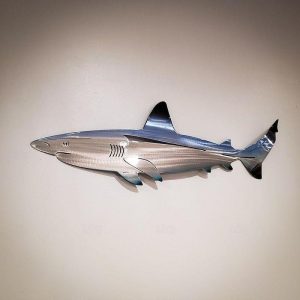 Wall Accents |   Wall Decoration Wall Hanging Shark Animal Stainless Steel Modern Simple Wall Hanging Decoration Restaurant Bar Cafe Wall Accents Wall Accents