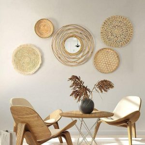 Wall Accents |   Wall Hanging Bohemian Gourd Grass Rattan Wall Decoration Round Ceiling Pendant Living Room Bedroom Study Wall Accents Wall Accents