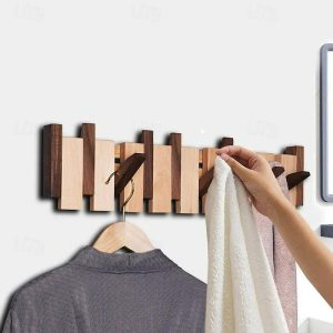 Wall Accents |   Wall-Mounted Solid Wood Clothes Hanger Creative Piano Key Clothes Hook Wall Punch-Free Entry Door Entrance Coat Hook Wall Accents Wall Accents