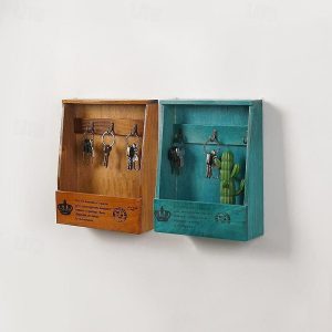 Wall Accents |   Wall-Mounted Wooden Key Storage Box Wall-Mounted Doorway Living Room Creative Home Finishing Decoration Entrance Wall Accents Wall Accents