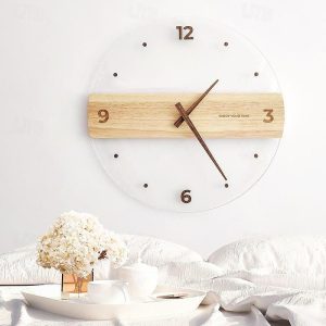 Wall Accents |   Wooden Wall Clock Nordic Simple Wall Clock Minimalist Simple Design Decorative Wall Clock Living Room Decor 40 CM Wall Accents Wall Accents