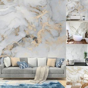 Wallpaper |   Abstract Marble Wallpaper Mural White Marble Wall Covering Sticker Peel and Stick Removable PVC/Vinyl Material Self Adhesive/Adhesive Required Wall Decor for Living Room, Kitchen, Bathroom Wall Art Wallpaper