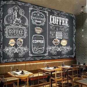 Wallpaper |   Coffee Cafe Mural Wallpaper Wall Sticker Covering Print Peel and Stick Self Adhesive Removable for Coffee Cafe Blackboard Canvas Home Décor Multiple Size Wall Art Wallpaper