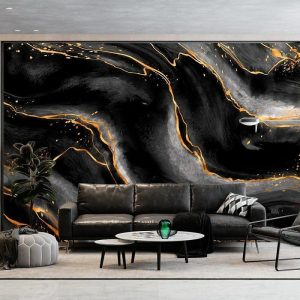 Wallpaper |   Cool Wallpapers Abstract Marble Wallpaper Wall Black Gold Wall Covering Sticker Peel and Stick Removable PVC/Vinyl Material Self Adhesive/Adhesive Required Wall Decor for Living Room Kitchen Bathroom Wall Art Wallpaper