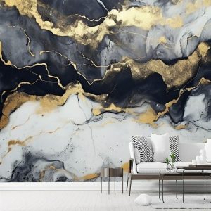 Wallpaper |   Cool Wallpapers Abstract Marble Wallpaper Wall Mural Black Glod Wall Covering Sticker Peel Stick Removable PVC/Vinyl Self Adhesive/Adhesive Required Wall Decor for Living Room Kitchen Bathroom Wall Art Wallpaper