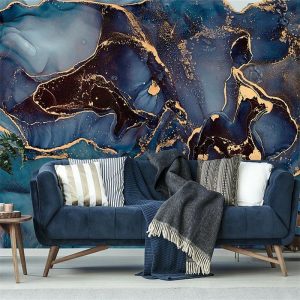 Wallpaper |   Cool Wallpapers Blue Wallpaper Wall Mural Abstract Marble Wall Covering Sticker Peel and Stick Removable PVC/Vinyl Material Self Adhesive/Adhesive Required Wall Decor for Living Room Kitchen Bathroom Wall Art Wallpaper