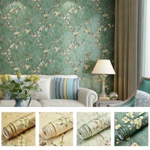 Wallpaper |   Cool Wallpapers Flower Wallpaper Wall Mural 3D Wall Cover Sticker Film Peel and Stick Removable Self Adhesive Embossed Plum Blossom Non Woven Home Decoration 300*53cm Wall Art Wallpaper