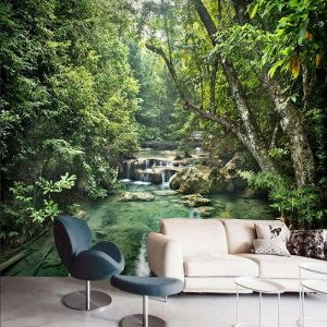 Wallpaper |   Cool Wallpapers Forest Nature Wallpaper Wall Mural Wall Sticker Covering Print Peel and Stick Removable Waterfall Vinyl PVC Home Décor Wall Art Wallpaper