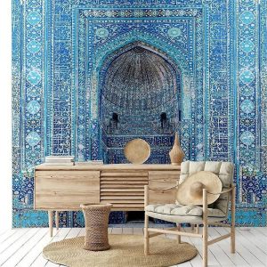 Wallpaper |   Cool Wallpapers Islamic Wallpaper Wall Mural Blue Mosque 3D Wallpaper Roll Sticker Peel Stick Removable PVC/Vinyl Material Self Adhesive/Adhesive Required Wall Decor for Living Room Kitchen Bathroom Wall Art Wallpaper