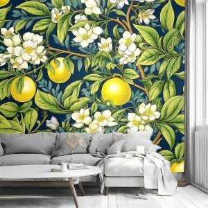 Wallpaper |   Cool Wallpapers Lemon Tree Nature Wallpaper Wall Mural Roll Sticker Peel and Stick Removable PVC/Vinyl Material Self Adhesive/Adhesive Required Wall Decor for Living Room Kitchen Bathroom Wall Art Wallpaper