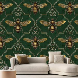 Wallpaper |   Cool Wallpapers Luxury Bees Wallpaper Wall Mural Roll Wall Covering Sticker Peel Stick Removable PVC/Vinyl Material Self Adhesive/Adhesive Required Wall Decor for Living Room Kitchen Bathroom Wall Art Wallpaper