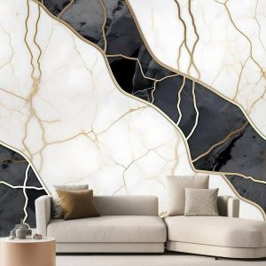 Wallpaper |   Cool Wallpapers Marble Abstract Black and White 3D Wallpaper Wall Roll Sticker Peel and Stick Removable PVC/Vinyl Material Self Adhesive/Adhesive Required Wall Decor for Living Room Kitchen Bathroom Wall Art Wallpaper