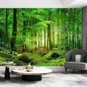 Wallpaper |   Cool Wallpapers Nature Forest Wallpaper Wall Mural Landscape Green Sticker Peel Stick Removable PVC/Vinyl Material Self Adhesive/Adhesive Required Wall Decor for Living Room Kitchen Bathroom Wall Art Wallpaper