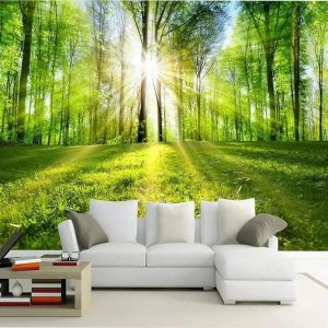 Wallpaper |   Cool Wallpapers Nature Wallpaper Wall Mural Beam Forest Landscape Roll Sticker Peel and Stick Removable PVC/Vinyl Material Self Adhesive/Adhesive Required Wall Decor for Living Room Kitchen Bathroom Wall Art Wallpaper