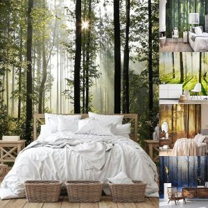 Wallpaper |   Cool Wallpapers Nature Wallpaper Wall Mural Forest Wall Covering Sticker Peel and Stick Removable PVC/Vinyl Material Self Adhesive/Adhesive Required Wall Decor for Living Room Kitchen Bathroom Wall Art Wallpaper