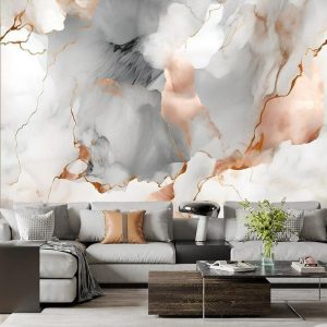 Wallpaper |   Cool Wallpapers Pink Gray Marble Wallpaper Wall Mural Roll Sticker Peel and Stick Removable PVC/Vinyl Material Self Adhesive/Adhesive Required Wall Decor for Living Room Kitchen Bathroom Wall Art Wallpaper