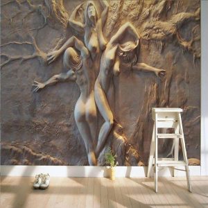 Wallpaper |   Cool Wallpapers Wall Mural 3D White Wallpaper Wall Sticker Covering Print Print Peel and Stick Removable 3D Relief Effect Woman Canvas Home Décor Wall Art Wallpaper