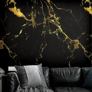 Wallpaper |   Cool Wallpapers Wall Mural Black Gold Marble Wallpaper Wall Sticker Covering Print Adhesive Required 3D Effect Canvas Home Décor Wall Art Wallpaper