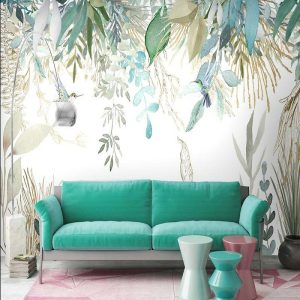 Wallpaper |   Cool Wallpapers Wall Mural Flower Floral Wallpaper Wall Sticker Covering Print Peel and Stick Removable Green Tropical Palm Leaf Canvas Home Décor Wall Art Wallpaper