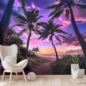 Wallpaper |   Cool Wallpapers Wall Mural Tropical Palm Trees Wallpaper Wall Sticker Covering Print Adhesive Required Canvas Home Décor Wall Art Wallpaper