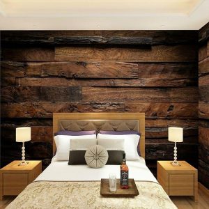 Wallpaper |   Mural Wallpaper Wall Sticker Covering Print Adhesive Required Faux Wood Plank Canvas Home Décor Wall Art Wallpaper