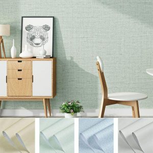 Wallpaper |   Self Adhesive PVC Waterproof Oil-Proof Burlap Texture Wallpaper Contact Paper Wall Bathroom Kitchen Furniture Renovation Wall Sticker 300*60cm Wall Art Wallpaper