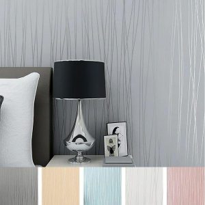 Wallpaper |   Wallpaper Wall Covering Sticker Film Peel and Stick Removable Plain Vertical Stripes Non Woven Home Decor 300*45cm Wall Art Wallpaper