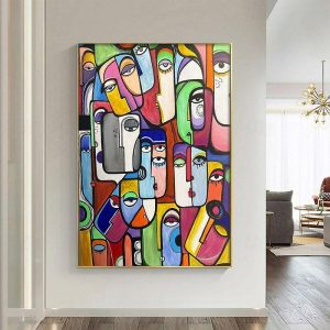 Oil Paintings |   100% Hand Painted Modern Abstract Person Paintings Figurative Art Colorful Painting Wall Art Home Decor For Living Room As A Gift No Framed Oil Paintings Oil Paintings