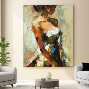 Oil Paintings |   Abstract Textured Lady oil painting hand painted Figurative Dancing girl painting wall art Extra large nude girl painting Impressionism texture girl oil painting  home Decorative wall art Oil painting Oil Paintings Oil Paintings