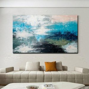 Oil Paintings |   Handmade Oil Painting  canvas Wall Art Decoration  Abstract Knife Painting  Blue Landscape For Home Decor Rolled Frameless Unshi Painting Oil Paintings Oil Paintings