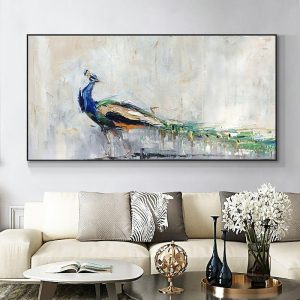 Oil Paintings |   Handmade Oil Painting Canvas Wall Art Decoration Peacock Modern Animal  for Home Decor Rolled Frameless Unstretched Painting Oil Paintings Oil Paintings