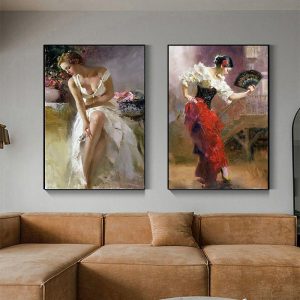 Oil Paintings |   Handpainted Famous Flamenco Dancer Painting Canvas Painting Wall Art Poster for Bedroom Living Room Decor (No Frame) Oil Paintings Oil Paintings