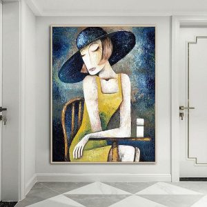 Oil Paintings |   Oil Painting 100% Handmade Hand Painted Wall Art On Canvas Vertical Abstract People Contemporary Modern For Home Decoration Decor Rolled Canvas No Frame Unstretched Oil Paintings Oil Paintings