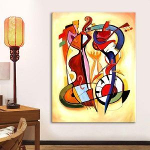 Oil Paintings |   Oil Painting Hand Painted Vertical Abstract Pop Art Modern Rolled Canvas (No Frame) Oil Paintings Oil Paintings