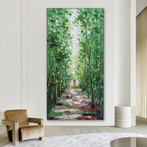 Oil Paintings |   Oil Painting Handmade Hand Painted Wall Art Modern Abstract Couple Walking In The Forest Landscape Home Decoration Decor Rolled Canvas No Frame Unstretched Oil Paintings Oil Paintings