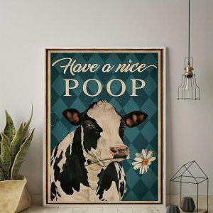 Prints |   Animal Wall Art Canvas Have a Nice Poop Cow Prints and Posters Pictures Decorative Fabric Painting For Living Room Pictures No Frame Prints Prints