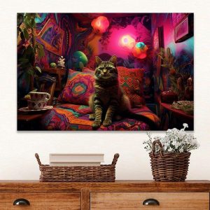 Prints |   Animals Wall Art Canvas Cute Cat Prints and Posters Pictures Decorative Fabric Painting For Living Room Pictures No Frame Prints Prints